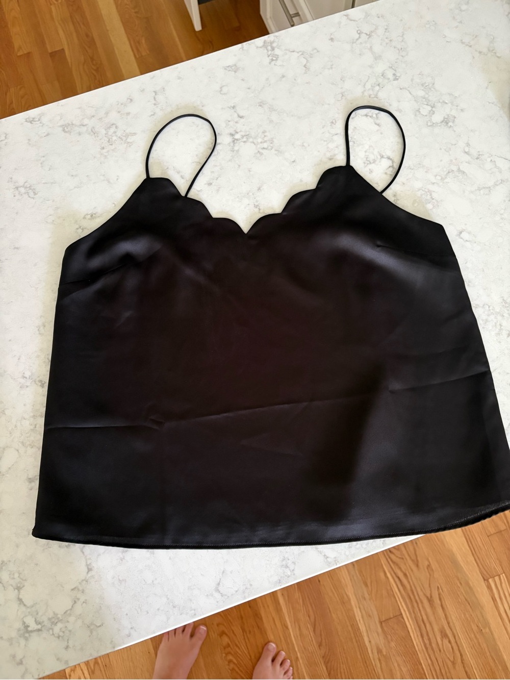 Lulu's Black Scalloped Satin Cami